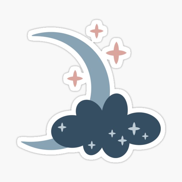 Item preview, Crescent moon with stars and cloud designed and sold by Julza Art.