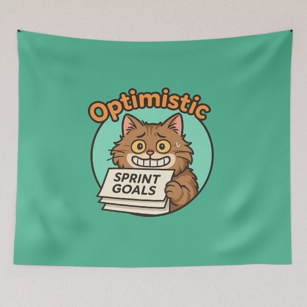 Item preview, Funny Cat Optimistic Sprint Goals Sticker designed and sold by Yuliya Brush.