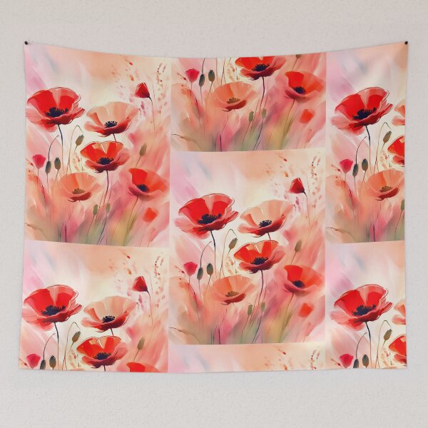 Item preview, Red Poppy Flowers Watercolor Art designed and sold by Lightworker11.
