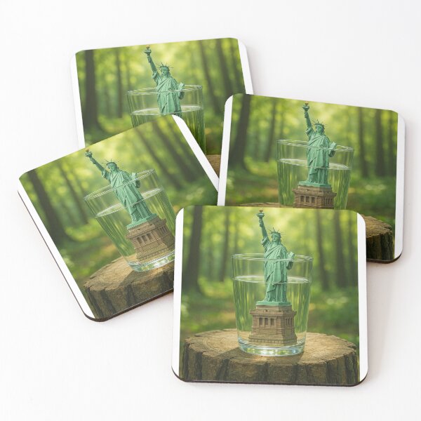 Item preview, Statue of freedom in a glass of water on a tree trunk. designed and sold by Lunaria Arts.