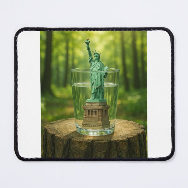Item preview, Statue of freedom in a glass of water on a tree trunk. designed and sold by Lunaria Arts.