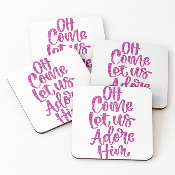 Item preview, “Oh Come Let Us Adore Him” PNG | Glittery Christian Christmas | Early Holiday Quote| Pink Christmas designed and sold by mbarts85.