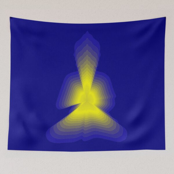 Item preview, budda, light energy, silhouette in yoga pose with a modern graphic echo effect minimalist spiritual design designed and sold by rikyfreestyle.