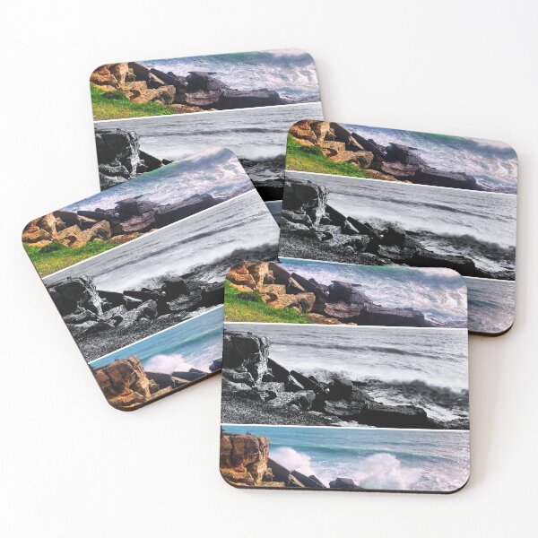 Item preview, Ocean wave crashing into rocky cliff designed and sold by Dryft7.