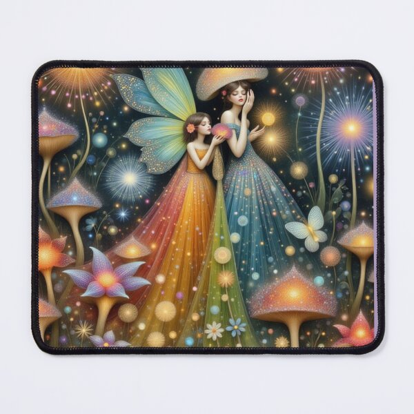 Item preview, Whimsical Dreamlike Fairy Art  – Sisters, Mushrooms, Night Garden designed and sold by Estelle Printworks.