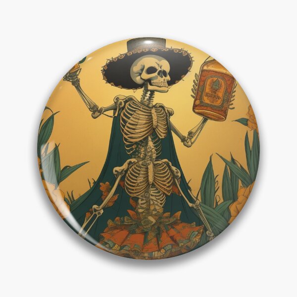 Artikelvorschau, Vintage Tequila Label – Tanzendes Skelett mit Sombrero entworfen und verkauft von uniqartsdesign.