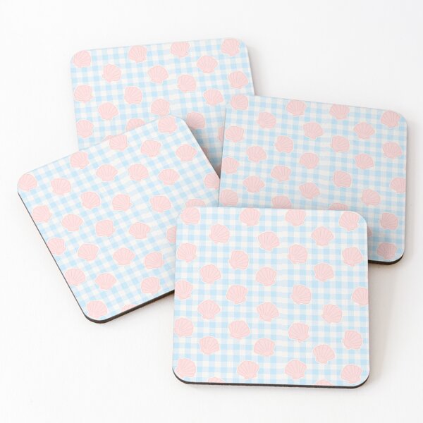 Item preview, Pink Shell Gingham Pattern – Vintage Coastal Summer designed and sold by MamaO1.