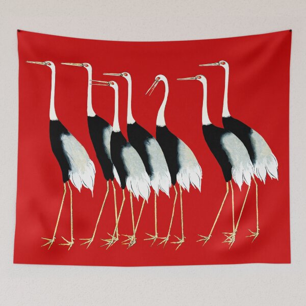 Item preview, Antique Japanese Screen Ogata Korin Cranes designed and sold by Pixelchicken.