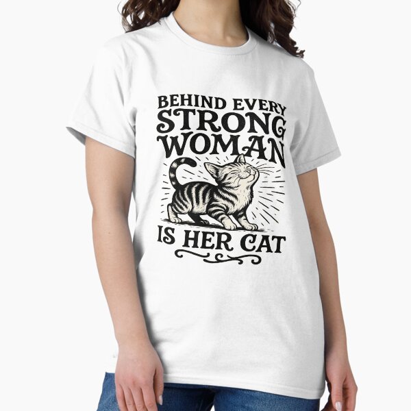 Item preview, Behind Every Strong Woman Is Her Cat – Empowering Feminist Cat Art designed and sold by TEHAWANKA.
