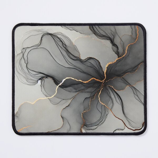 Item preview, Abstract Black Ink Flow with Gold Veins | Elegant Modern Fluid Art Wall Decor designed and sold by asudesign.