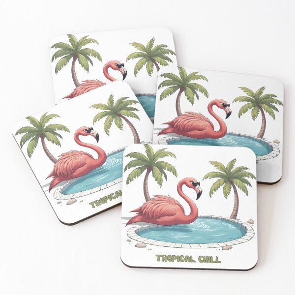 Item preview, Tropical Chill – Flamingo by the Pool designed and sold by Pixel--Threads.