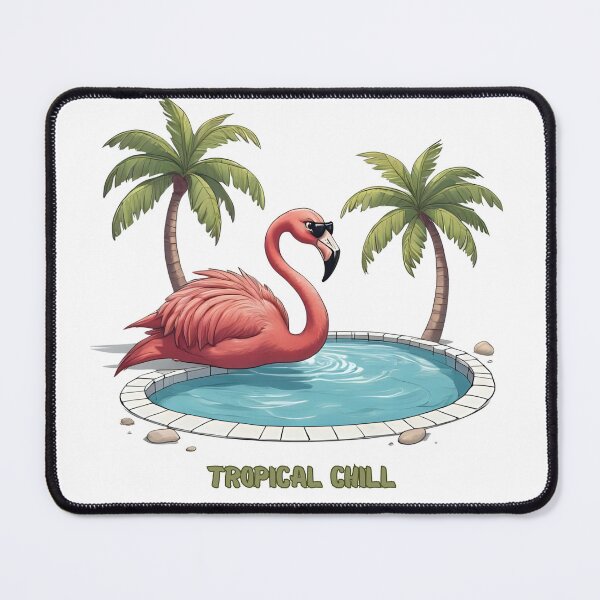 Item preview, Tropical Chill – Flamingo by the Pool designed and sold by Pixel--Threads.