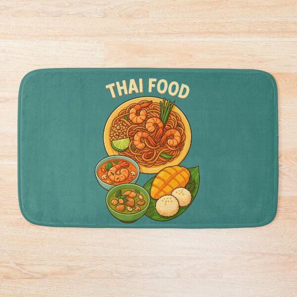 Item preview, Cute Thai Food Illustration | Pad Thai, Curry & Mango Sticky Rice designed and sold by konthai.familyart.