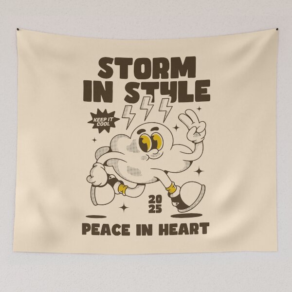 Item preview, Storm in Style Peace Cloud Retro Design designed and sold by adipra.