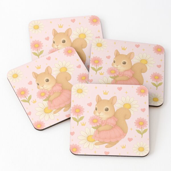 Item preview, Cute Squirrel in a Pink Dress with Flowers - Coral designed and sold by HIMEKARI.