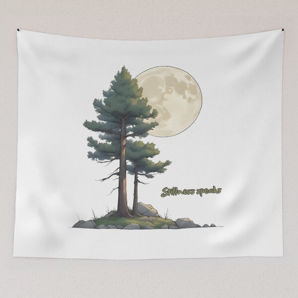 Item preview, Stillness Speaks – Moonlit Pines and Quiet Strength designed and sold by Pixel--Threads.