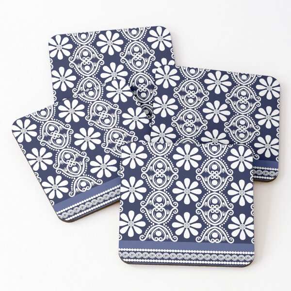 Item preview, Elegant Navy Blue and White Floral Tribal Pattern. Seamless Asian Inspired Design. designed and sold by Kopii Art.
