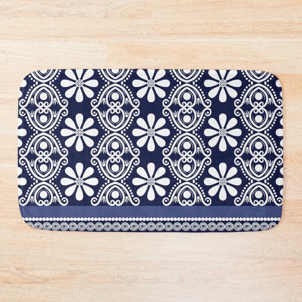 Item preview, Elegant Navy Blue and White Floral Tribal Pattern. Seamless Asian Inspired Design. designed and sold by Kopii Art.