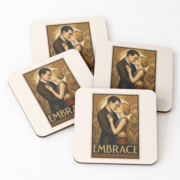 Item preview, Romantic Art Deco Couple Embrace  designed and sold by Shoot-The-Moon.