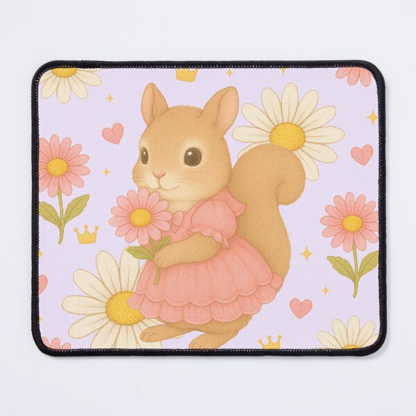 Item preview, Cute Squirrel in a Pink Dress with Flowers - Lavender designed and sold by HIMEKARI.