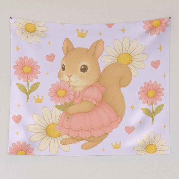 Item preview, Cute Squirrel in a Pink Dress with Flowers - Lavender designed and sold by HIMEKARI.
