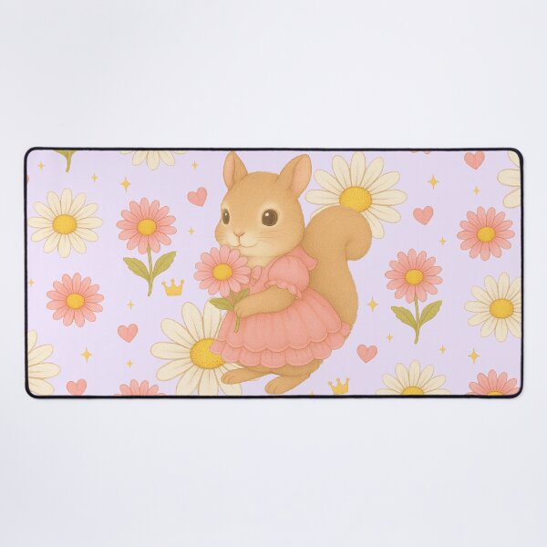 Item preview, Cute Squirrel in a Pink Dress with Flowers - Lavender designed and sold by HIMEKARI.