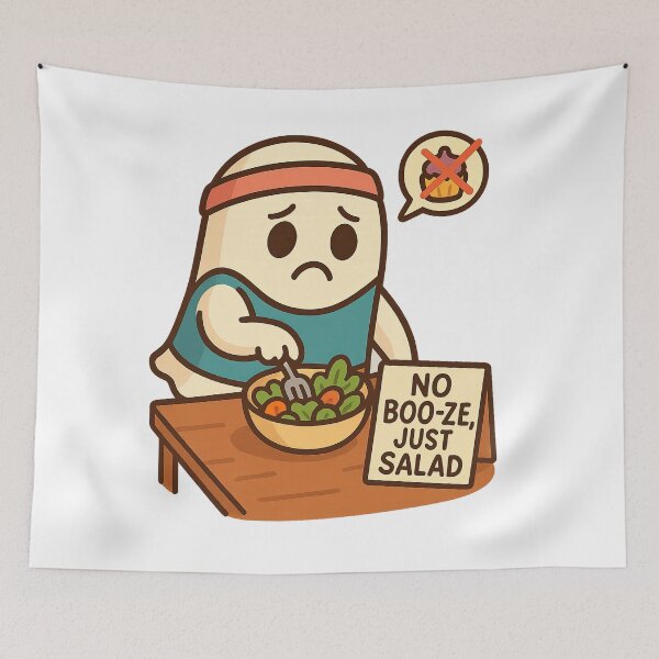 Item preview, Funny Ghost on a Diet - No Booze Just Salad designed and sold by ThePrintFlow.