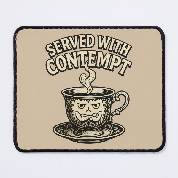 Item preview, Funny Grumpy Teacup Served With Contempt designed and sold by Shoot-The-Moon.