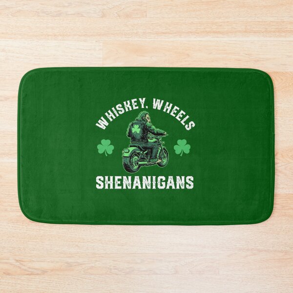 Item preview, St Patrick's Day Biker Bigfoot Riding Motorcycle Shamrock Whiskey Wheels Shenanigans designed and sold by alenaz.