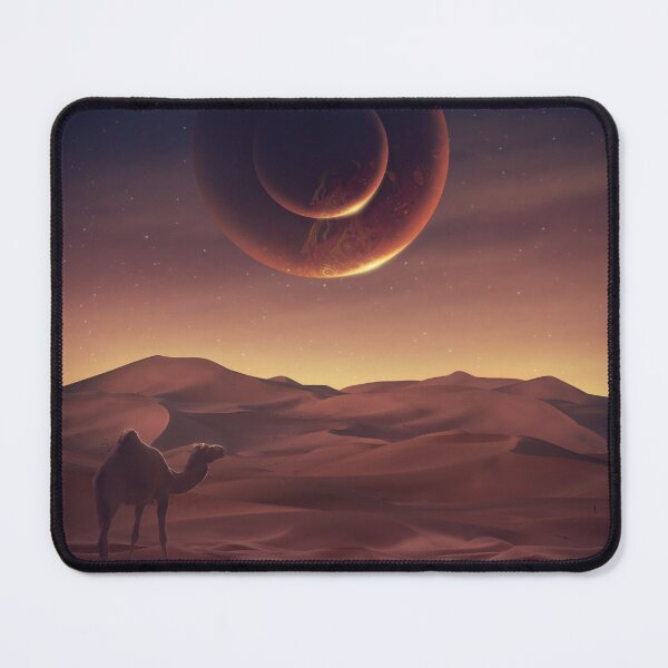 Item preview, Surreal Desert Landscape with Camel and Two Planets – Fantasy Photomanipulation designed and sold by ApGraphicDesigns.