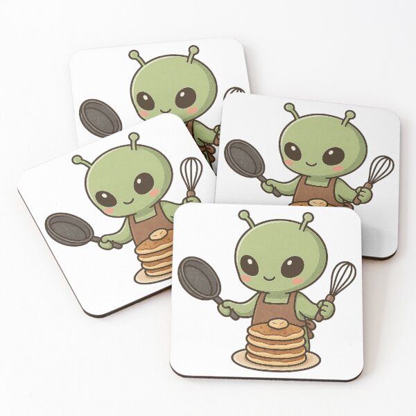 Item preview, Cute Alien Chef Making Pancakes designed and sold by YnMstudio25.
