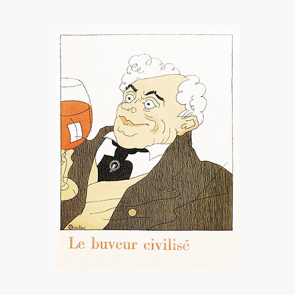 Item preview, Le Buveur Civilisé – Vintage 1927 French Wine Art by Charles Martin designed and sold by IvintageArt.