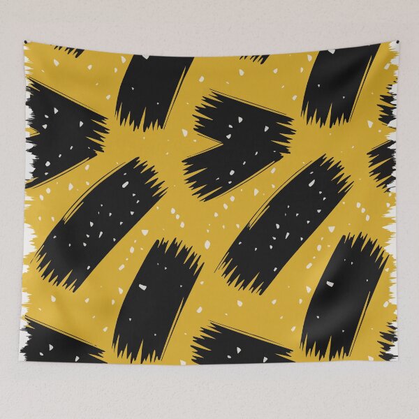 Item preview, Black and Yellow Abstract Line Art designed and sold by Ketique.