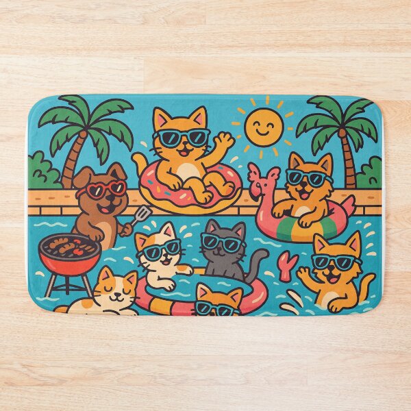 Item preview, Summer Pawty – Cute Dogs and Cats in Pool Party designed and sold by Velustro Shop.