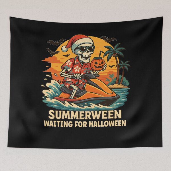 Item preview, Summerween Funny Skeleton Riding Water Scooter Halloween designed and sold by goodimagedesign.