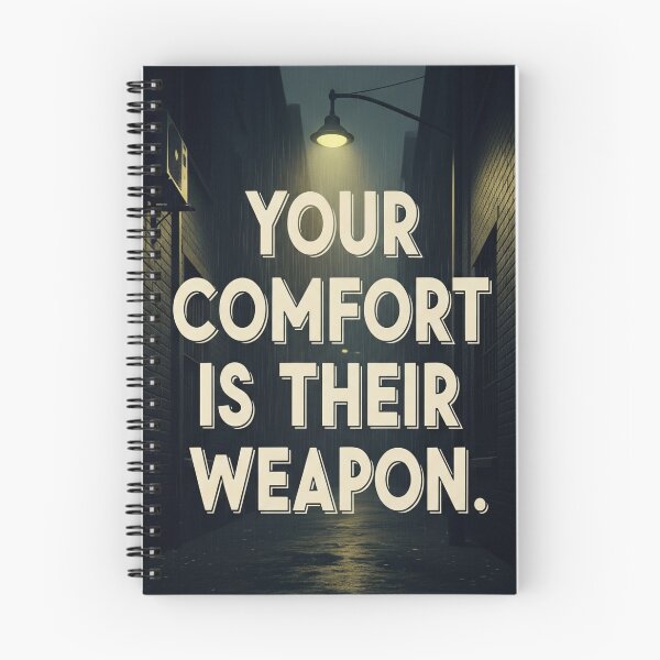 Item preview, Your Comfort Is Their Weapon Dark Alley Dystopian Quote designed and sold by Elizarfa.