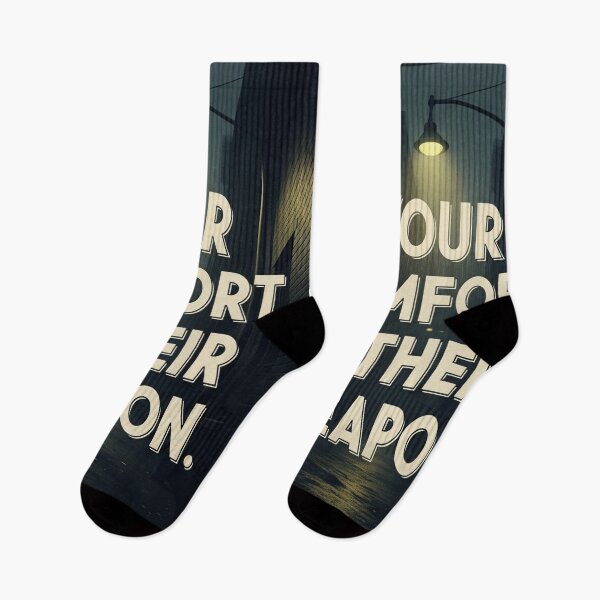 Item preview, Your Comfort Is Their Weapon Dark Alley Dystopian Quote designed and sold by Elizarfa.
