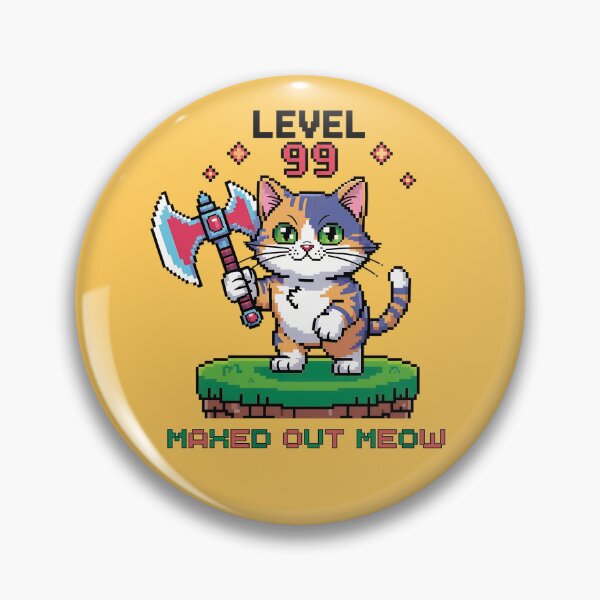 Item preview, Level 99 Maxed Out Meow – Pixel Cat Warrior designed and sold by SamartkitDesign.
