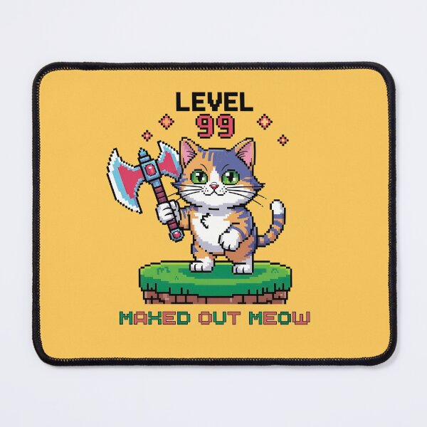 Item preview, Level 99 Maxed Out Meow – Pixel Cat Warrior designed and sold by SamartkitDesign.