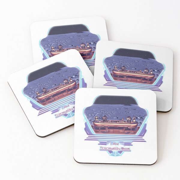 Item preview, I AM Tranquility Base – Futuristic Retro Emblem Sticker designed and sold by Imaginarium of Chaos falcon88 .