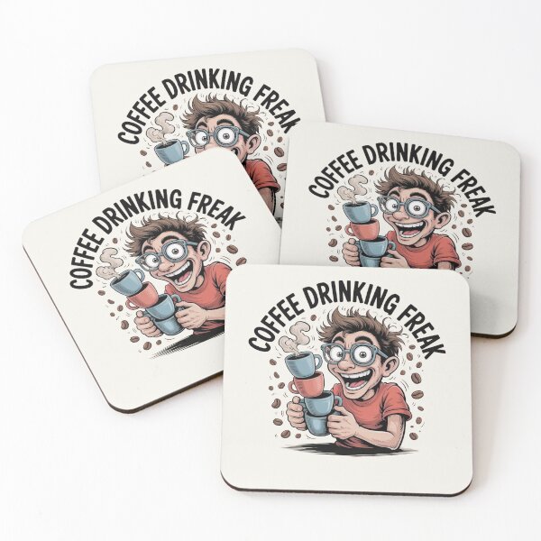 Item preview, Coffee Drinking Freak – Caffeinated Chaos Cartoon designed and sold by Design Delinquent.