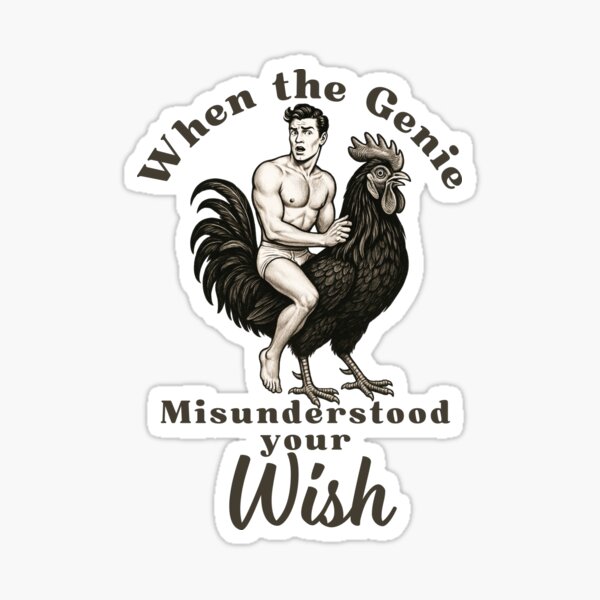 Item preview, When the genie misunderstood your wish MEME Print - Vintage design. designed and sold by Thehatinthecat.