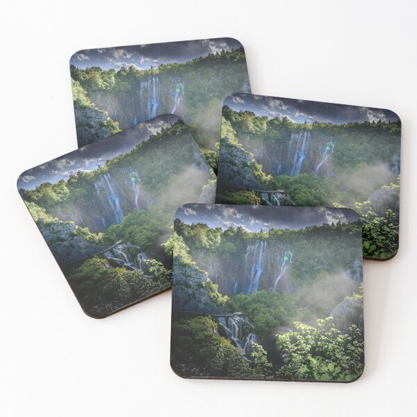 Item preview, Myst of the Falls – Moody Waterfall Landscape with Sunlight & Shadow designed and sold by Ellaire.