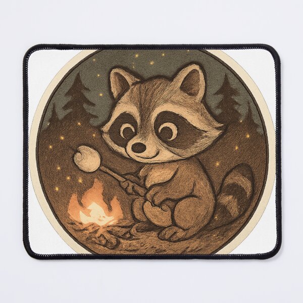 Item preview, Campfire Raccoon Marshmallow Time designed and sold by WanderRustique.