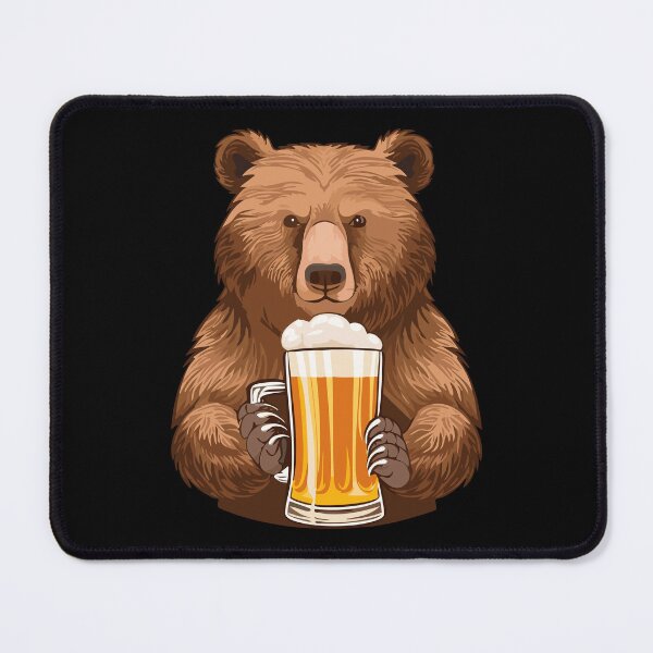 Item preview, Brown bear (Ursus arctos), Grizzly bear (Ursus arctos horribilis), bear contentedly holding a frothy mug of beer, bear drinking beer from mug, Bear is holding a glass of beer designed and sold by Danler.