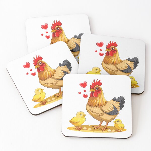 Item preview, Cute farm animal, mother chicken and little yellow chicks,  agricultural bird or poultry, mother hen with her chicks, happy mother hen walking with her cute little chicks designed and sold by Danler.