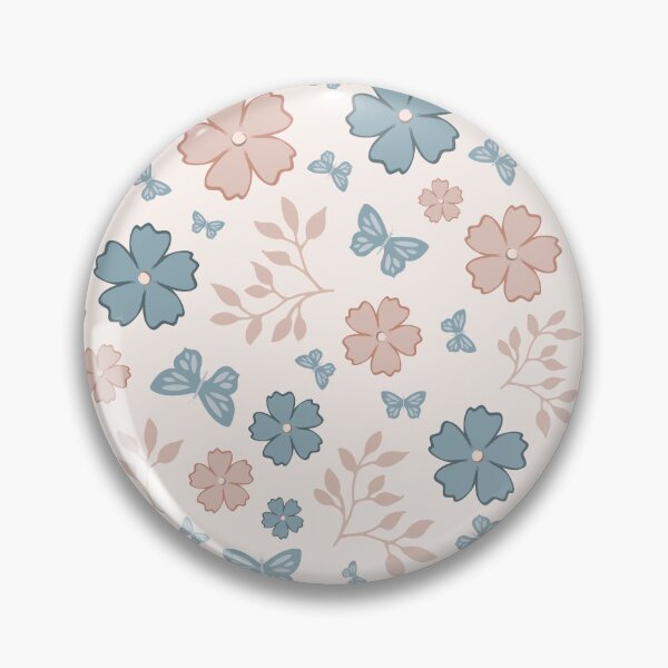 Item preview, Jardín de mariposas con flores de color melocotón y azul designed and sold by ImpalaMoon.