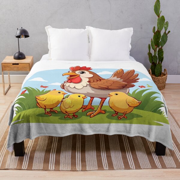 Item preview, Cute farm animal, mother chicken and little yellow chicks, agricultural bird or poultry, mother hen with her chicks, happy mother hen walking with her cute little chicks designed and sold by Danler.