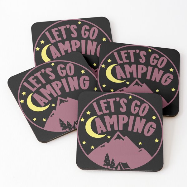 Item preview, Let's Go Camping In The Mountains Quote - Pink Yellow designed and sold by MysticMagpie.