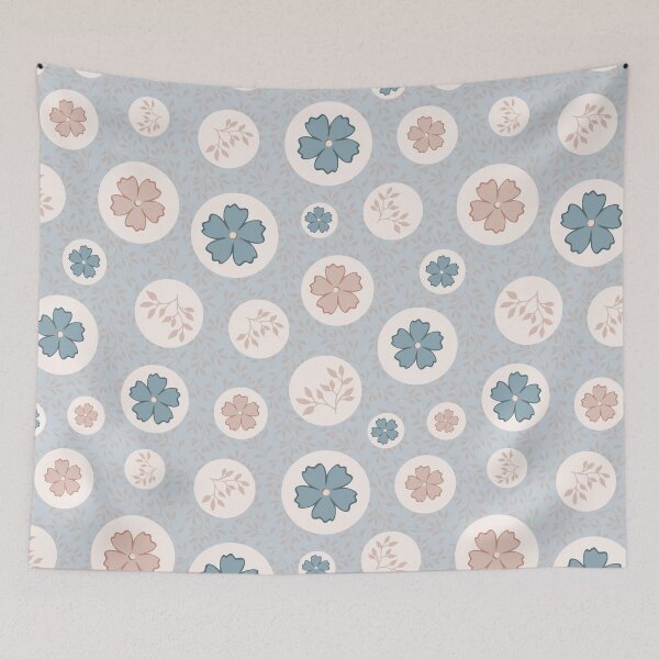 Item preview, Circle Collage of Botanicals on Blue designed and sold by ImpalaMoon.